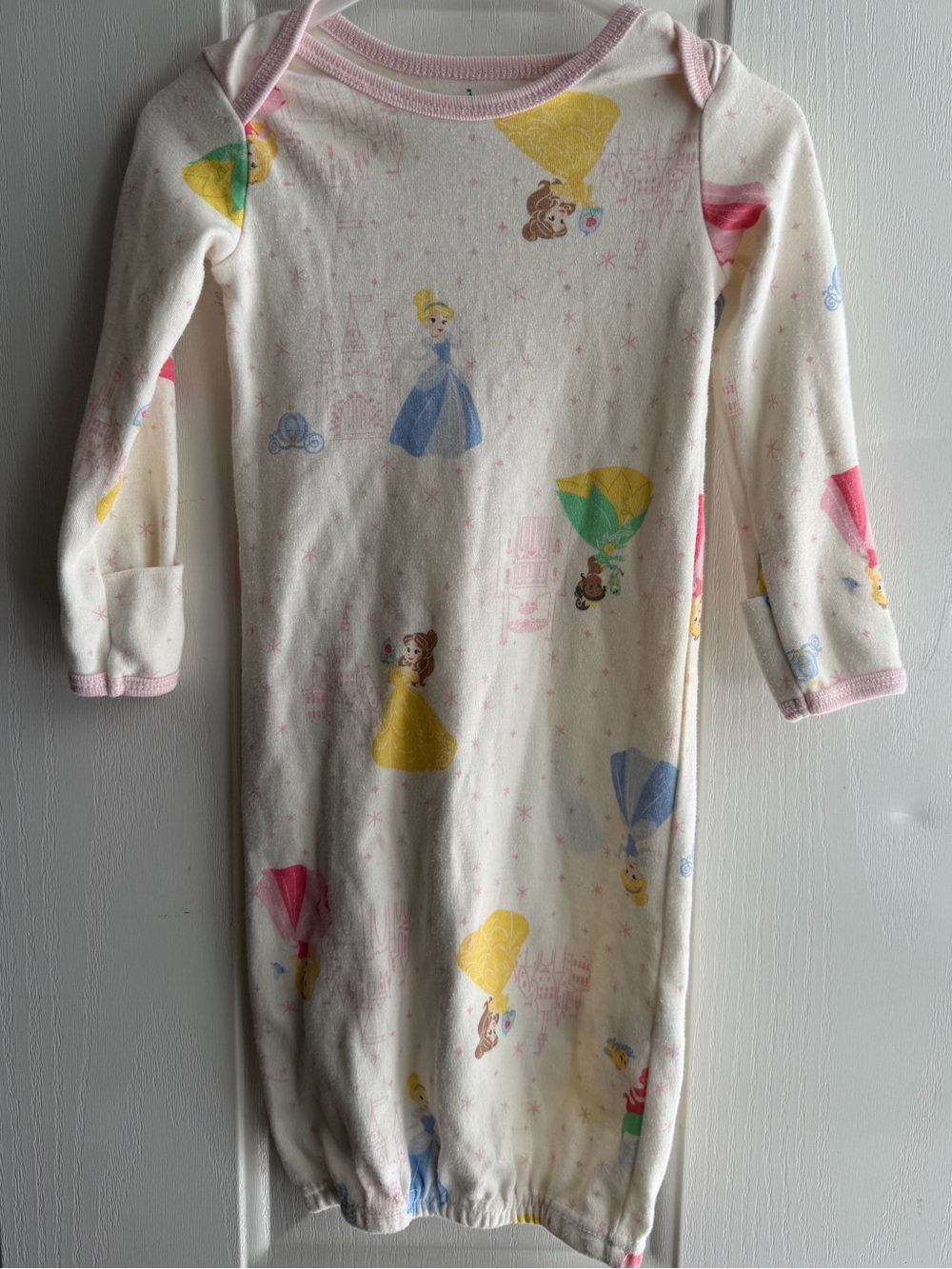 Disney Baby Cream Gown with Pink Trim and Pastel Prints